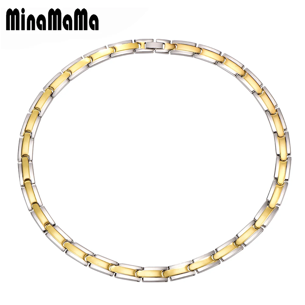 

Gold Silver Double Color 316L Stainless Steel Health Care Jewelry Medical Choker Collier Germanium Chains Necklaces For Women