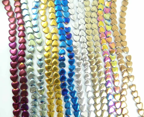 

6*6mm Titanium Multicolored Hematite Gem Heart Beads making jewelry 15'' H25