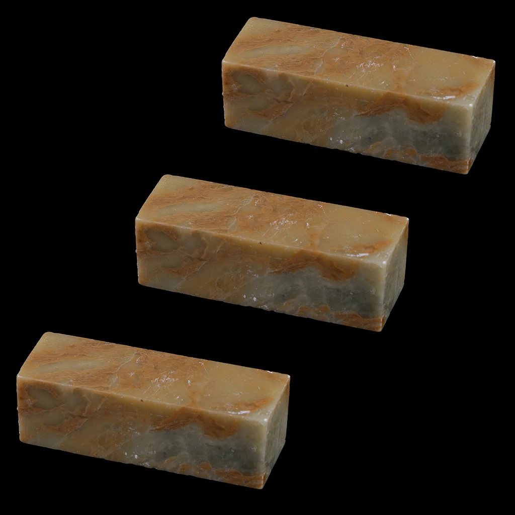 3 Pieces DIY Handmade Chinese Stone Chop Stamp Material Seals Stone Ornament Decors 0.59 x 0.59 x 1.97 inch