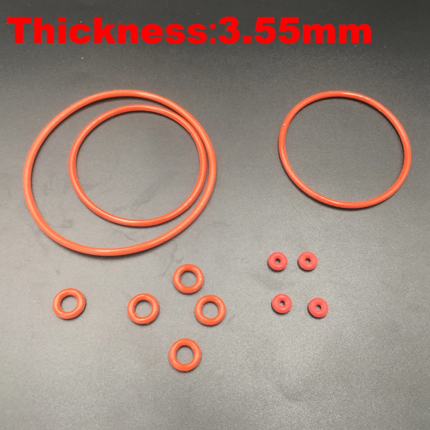 

5pcs 125x3.55 125*3.55 128x3.55 128*3.55 200x3.55 200*3.55 (ID*Thickness) Food Grade Red Silicone Oil Seal O Ring O-Ring Gasket