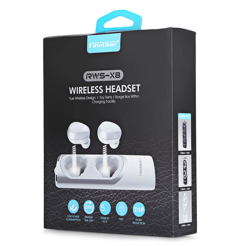 Fineblue RWS X8 TWS беспроводные Bluetooth наушники V5.0 в ухо управление долгий срок службы