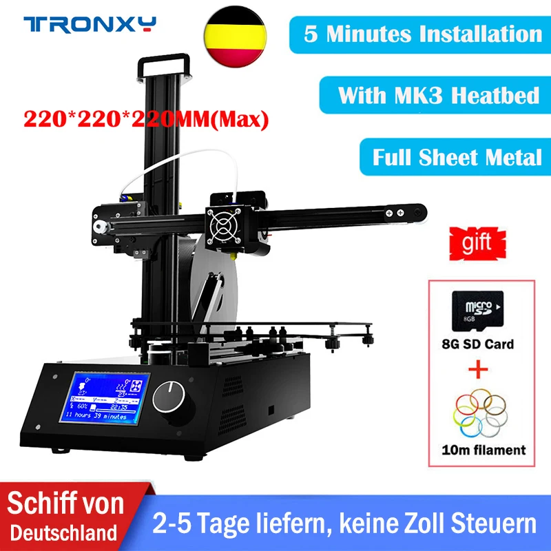 

2018 Metal 3D Printer DIY KIT Aluminium Extrusion 3D Printing Size 220*220*220mm +Heated Bed +10m Filament 512MB SD Card As Gift