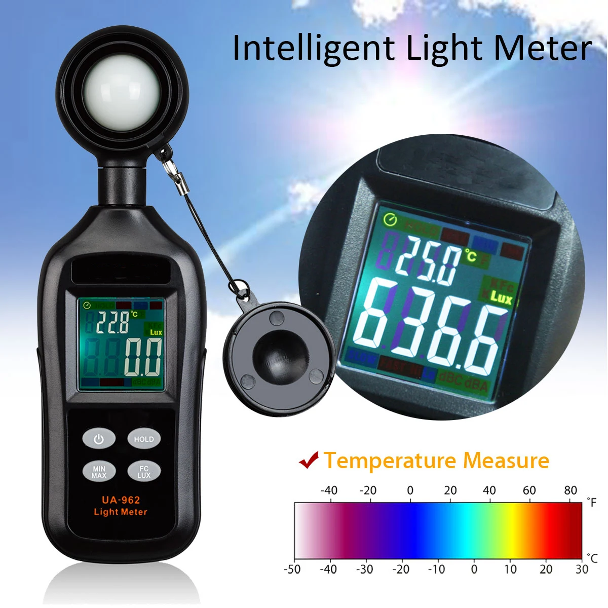 

High Accuracy Digital Lux/FC Light Meter Environmental Testing Equipment Handheld Type Illuminometer With Temperature Measure