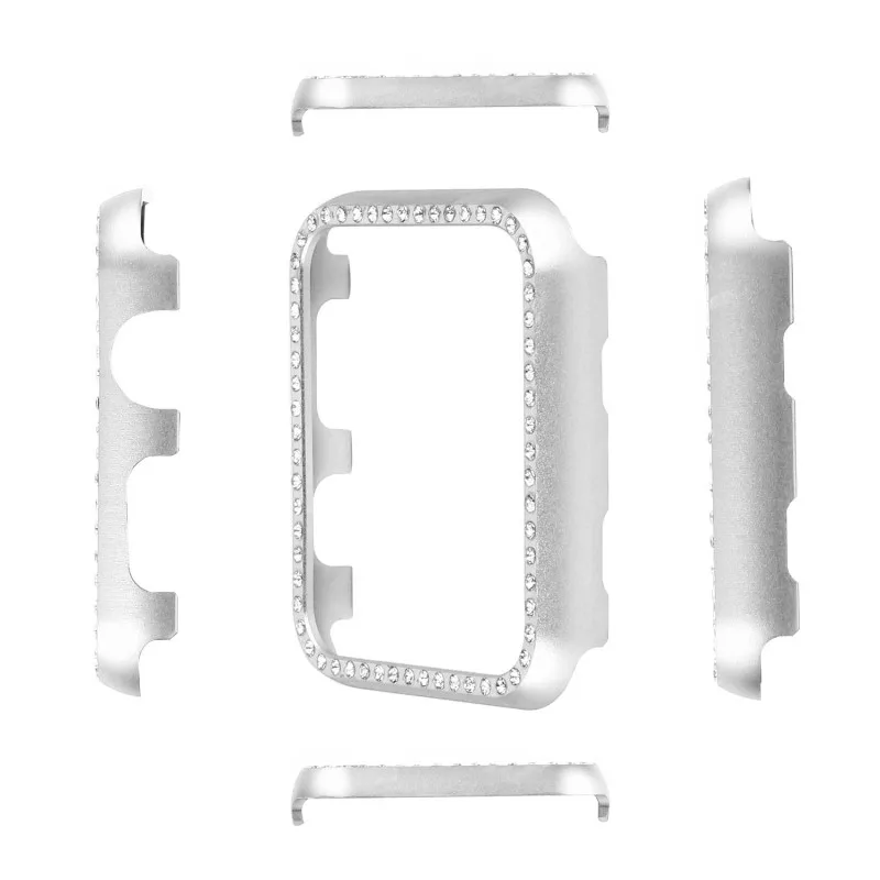 Блестящий Алмазный защитный чехол для Apple Watch Series 4 3 2 1 38 мм 42 мм 40 мм 44 мм чехол для часов iWatch Алюминиевый металлический чехол