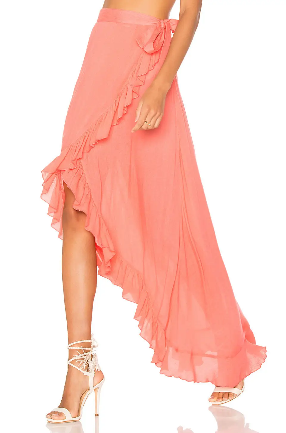 Women's Chiffon Split Skirts summer High Waist Lady Girl Ruffle Wrap