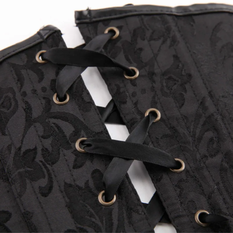 Black Corset Overbust Steampunk Clothing Women Buckle Chain Plus Size Corsage S-6XL