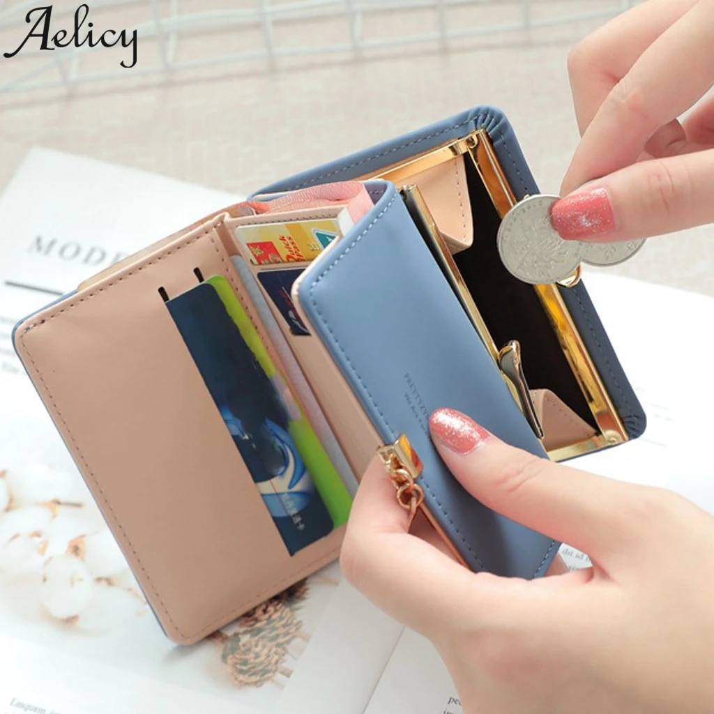 Aelicy, модный трехслойный Кошелек для монет с листом, женский короткий кошелек, кожаный держатель для карт, сумка для карт, квадратная монета, держатель для карт, сумка