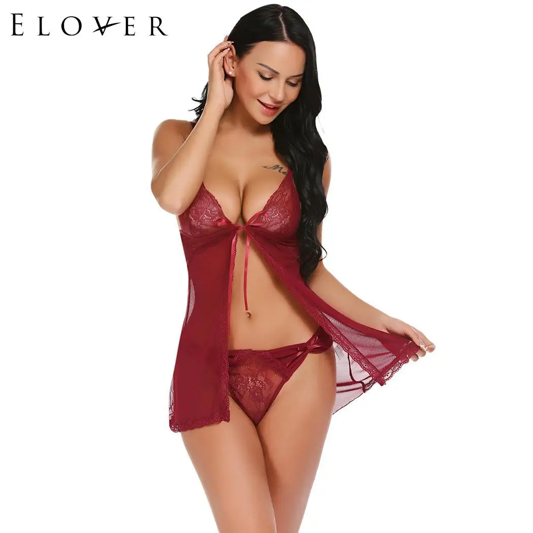 Elover Baby Doll сексуальное нижнее белье без рукавов женский прозрачный комплект Babydoll