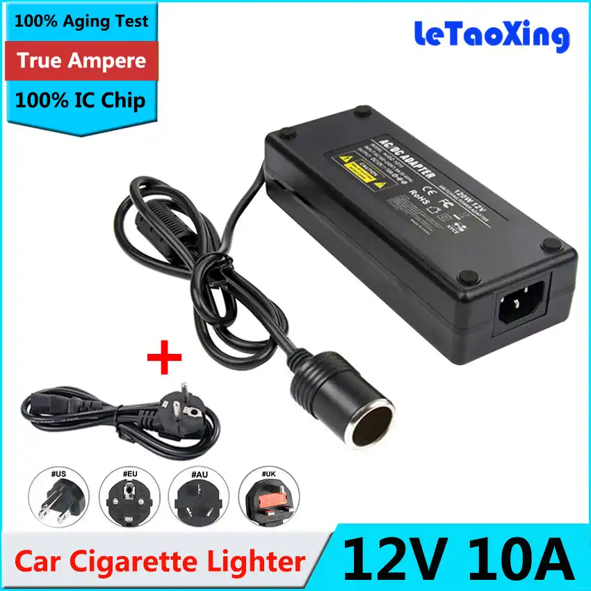 AC/DC 12V 10A Car Cigarette Lighter Power Adapter for Air pump / Vacuum