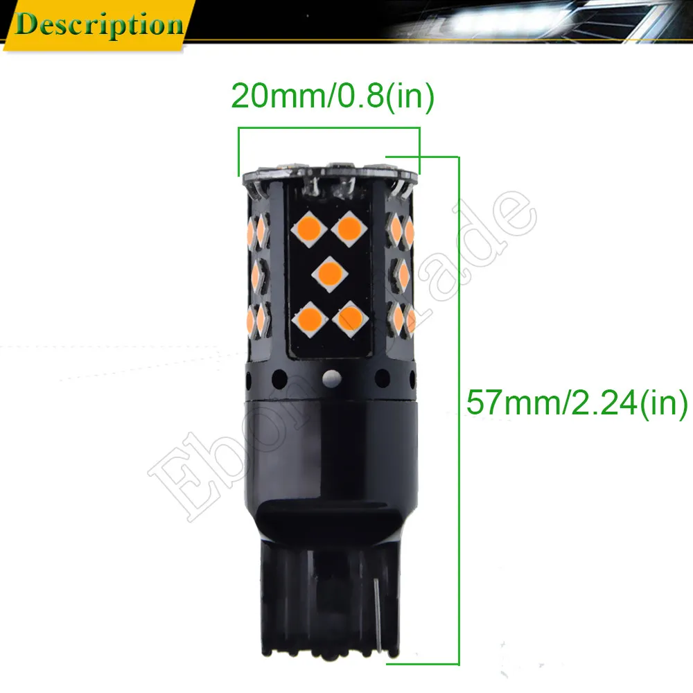 2 шт. светодиодный автомобильный светильник T20 7440 W21W WY21W s Canbus без ошибок Hyper Flash