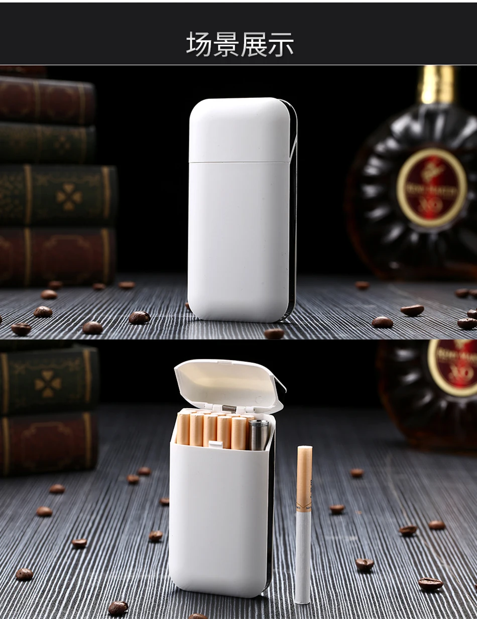 Одна сигаретная коробка и USB Электронная турбо Зажигалка Cigarrillo Плазменные дуговые зажигалки леди слимы для женщин сигарета табака чехол для хранения