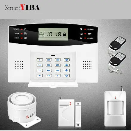 

SmartYIBA GPRS SMS Wireless Home Security GSM Alarm System Auto Dialing With PIR Motion Detector Door Window Sensor Wired Siren