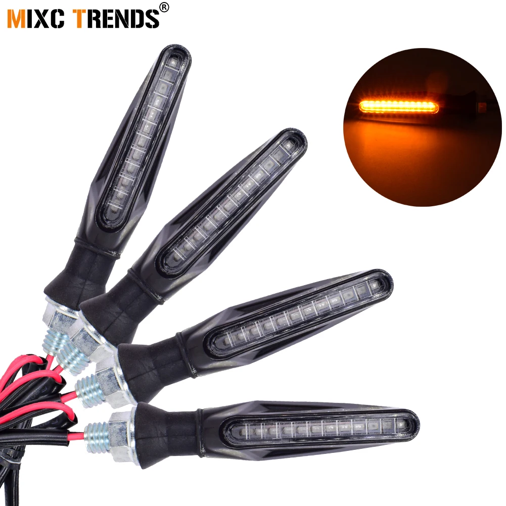 

4Pcs Motorcycle Turn Signal Light Flexible 12 LED Turn Signals Indicator Universal Blinkers Flashers Lamp for Honda GROM MSX125