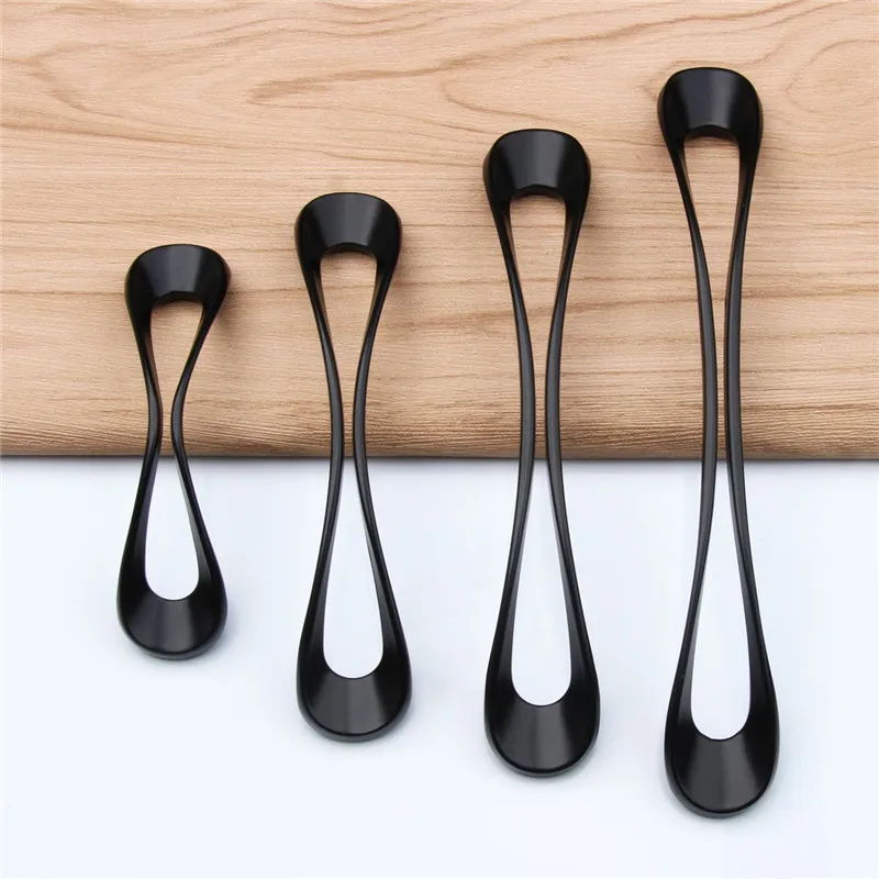 

5pcs Zinc Alloy Black Simple Door Handles Pull Knobs Furniture Drawer Dresser Cabinet Bedroom Kitchen