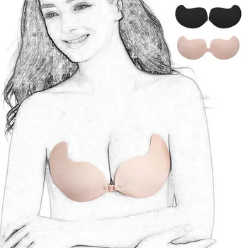 

Women Invisible Bra Push Up Strapless Bras Dress Breast Petals Sticky Silicone Self-Adhesive Front Buckle Lingerie Reusable