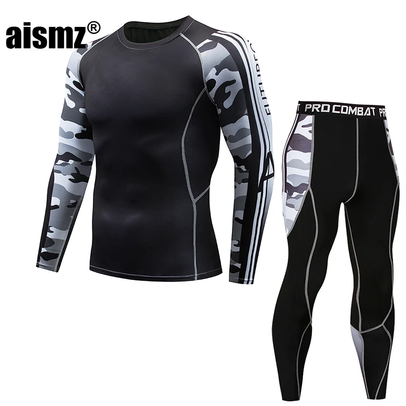 warmest long underwear Aismz Men Thermal Underwear Suits Sets Printing Compression Fleece Sweat Quick Drying Thermo Underwear Men Clothing Long Johns merino wool long johns Long Johns