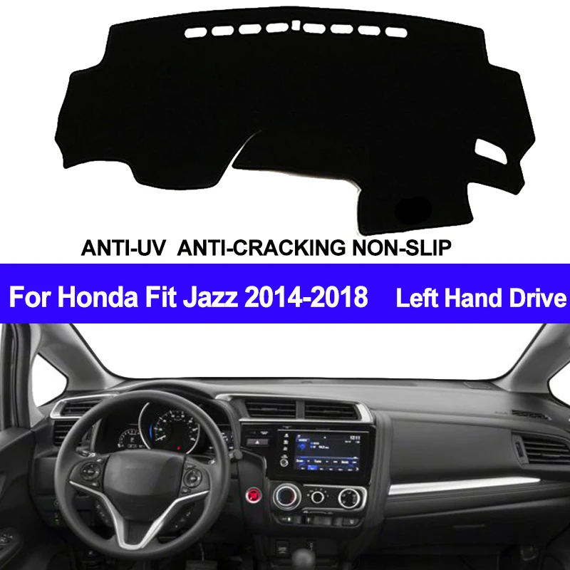 Black Dashboard Cover Dash Cover Mat Dash Pad  For  Honda Fit 2014-2019