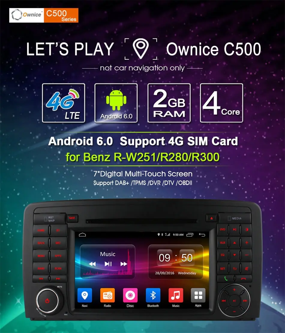 Best Ownice C500 Android 6.0 Quad Core 2 Din 7" Car DVD Player GPS For Mercedes GL ML CLASS W164 X164 ML350 ML450 GL320 GL450 Wifi 4G 1