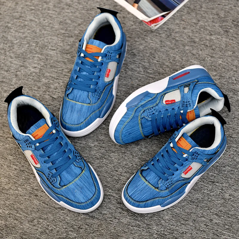 Denim Air Cushion Men's Shoes Sports and Leisure Pure Canvas Shoes Lovers Casual Shoes Large Size Men's Shoe 46