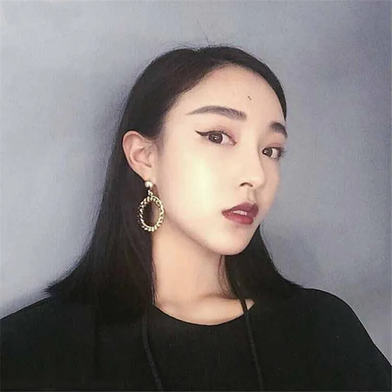 

Charm Big Hoop Gold Silver Metal Drop Earrings Punk Groot Circle Statement Earrings For Women Korean Kpop Earrings Jewelry 2018