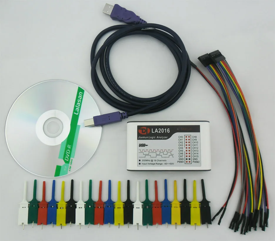 Billige Kingst LA2016 USB Logic Analyzer 200M max probe rate, 16 Kanäle, 10B proben, MCU, ARM, FPGA debugging tool, Englisch software