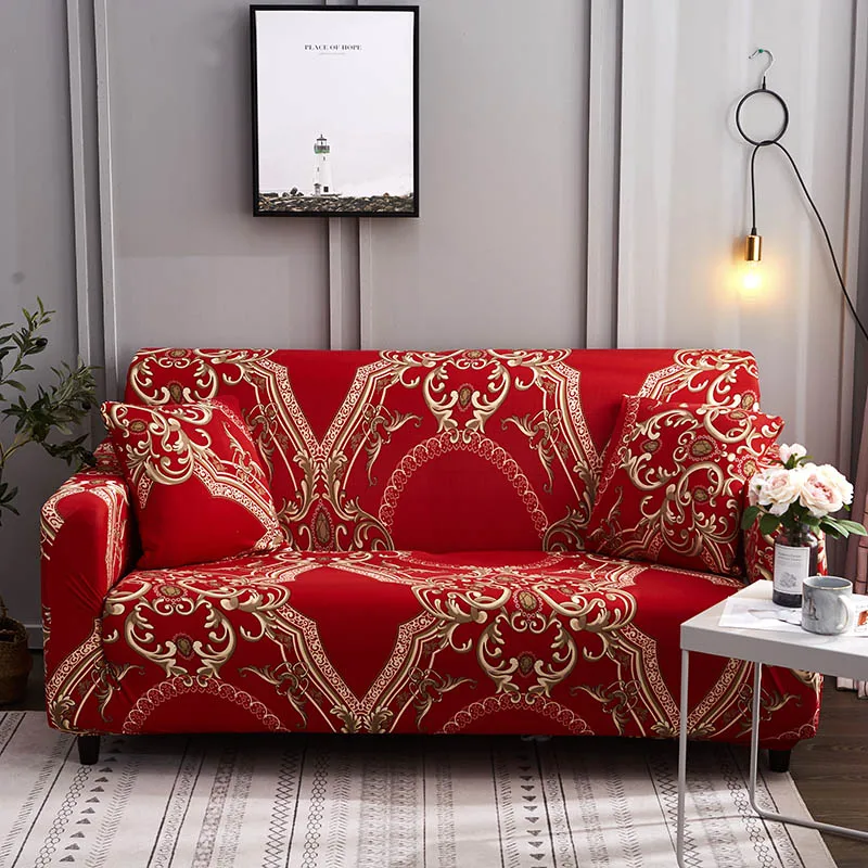 Online Funda de sofá de Licra cubierta de sofá seccional elástico conjunto de fundas de sofá para sala de estar housse canape slipcover 1 2 3 4 plazas
