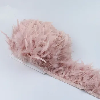 

1M Dyed Leather Pink Turkey Feather Fringe Trim 6-8inches Chandelle Marabou Feather Trimming Skirt Dress Decoration SD62