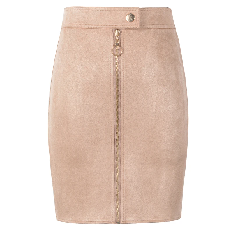 A-line Mini Suede Zipper Office Pencil Skirt