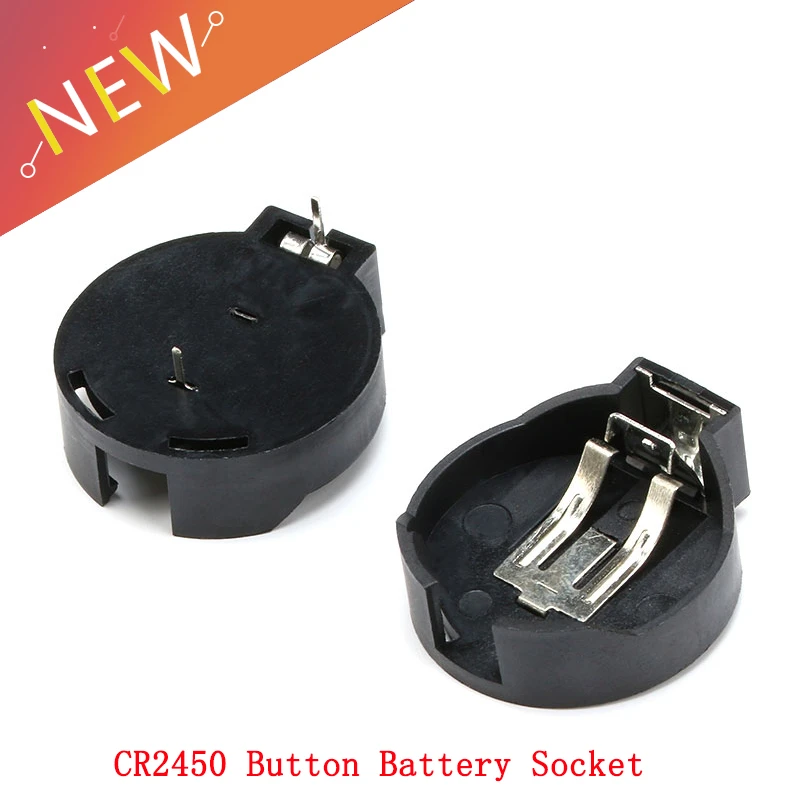 2 Pcs CR2450 Support de Bouton de batterie de monnaie a 2 broches noir R2W1 HU