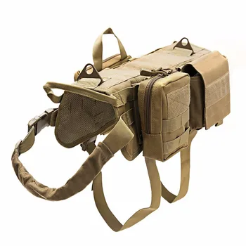 

Upgraded Hunting K9 Dog Training MOLLE Vest Harness Service Dog Vest With Pulling Handle Pet Vests With 3 Bags 4 Sizes