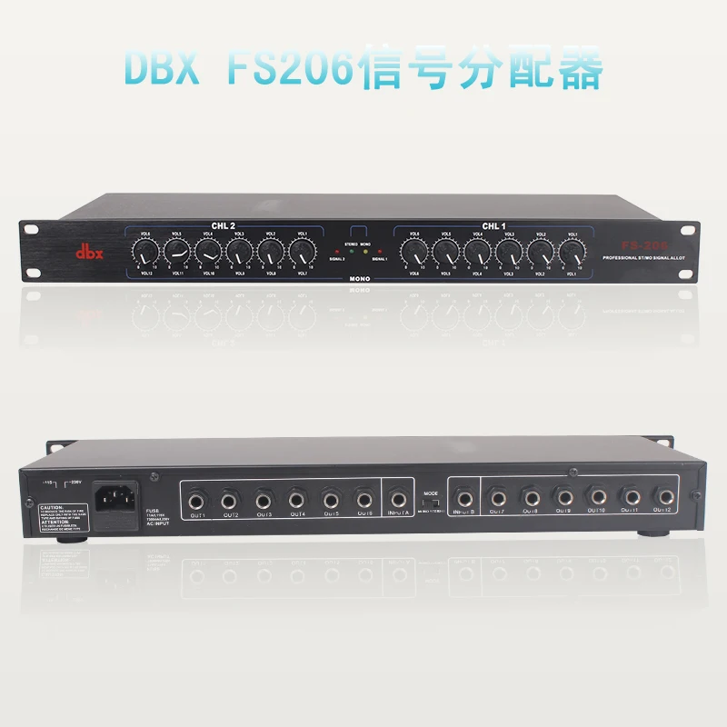 

Audio signal splitter processor 2 in 12 Mono or 6 Stereo out 6.5mm distributor FS-206