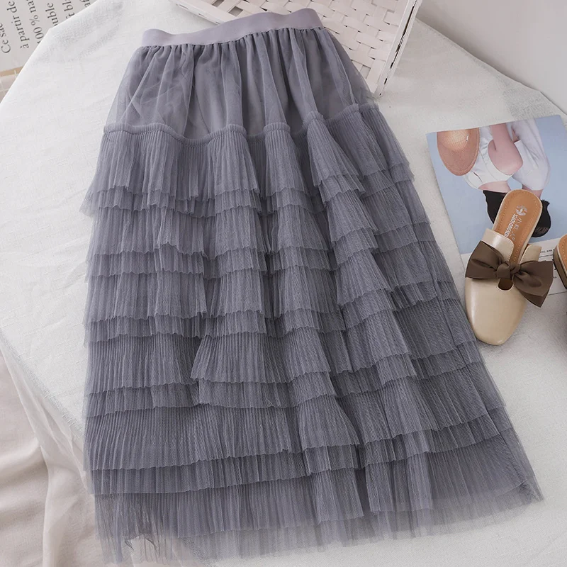 Новые летние женские юбки однотонные тонкие элегантные женские вечерние винтажные юбки сетчатая одежда