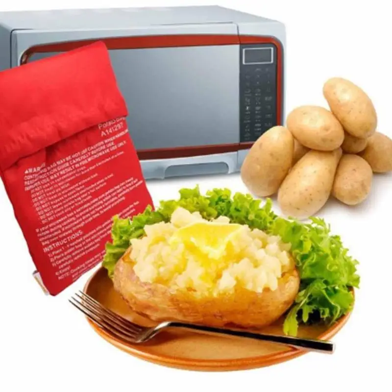 

Minutes Potato Express Microwave Cooker Bag Red Fast Reusable Washable Tool