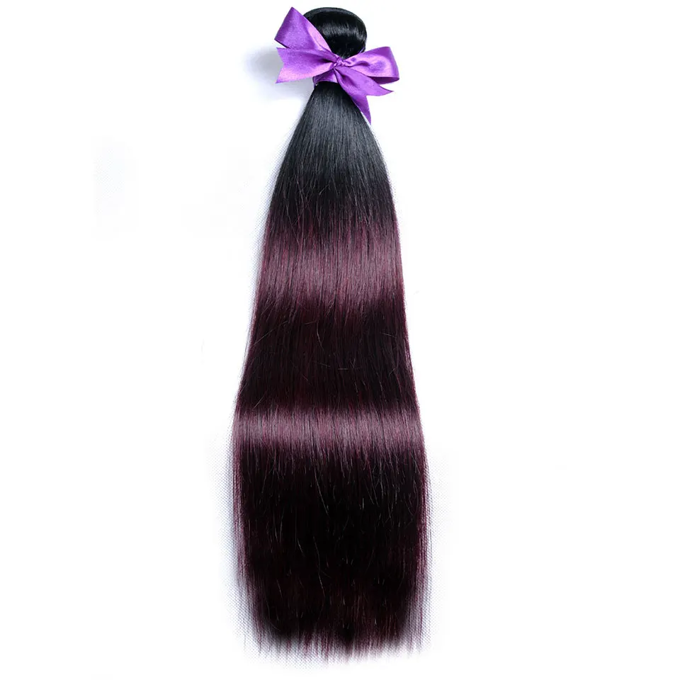 Pinshair Ombre Peruvian Straight Hair 4 Bundles 1B Burgundy Red Color Non Remy Human Hair Weave Extensions Cheap 8-26 Inch Hair  (7)