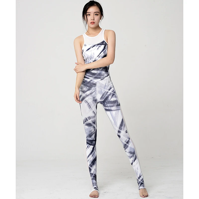 

One Piece Tracksuits Yoga Sets Print Floral Tight Leggings Women Workout Clothing Sets Jumpsuit Gym Pilates Athletic Sport wear