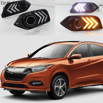 

Car Flashing 1Pair DRL Daytime Running Lights 12v abs fog lamp cover with turn signal For Honda HR-V HRV Vezel EU 2018 2019