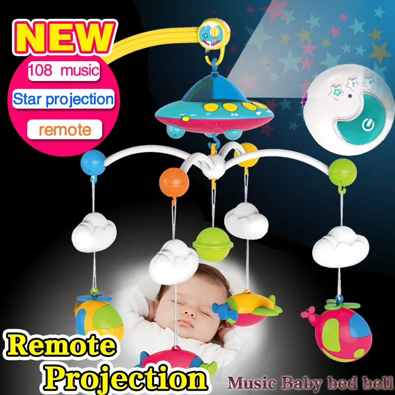 

Baby bed bell newborn baby toy 3-6-12 months rotating rc music bed hanging baby rattle & Mobiles bracket set baby crib holder