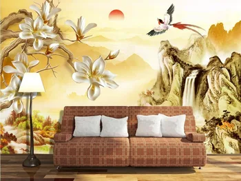 

Custom Any Size Mural Wallpaper Jiangshan picturesque magnolia background wall flower wallpaper