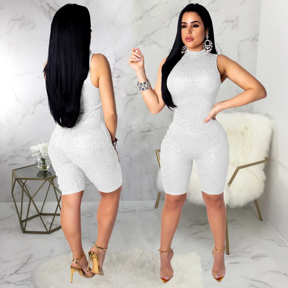 Tsuretobe Sexy Playsuit Для женщин мода рукавов Bodycon клубный комбинезон женский летний элегантный повседневный укороченный комбинезон тонкий