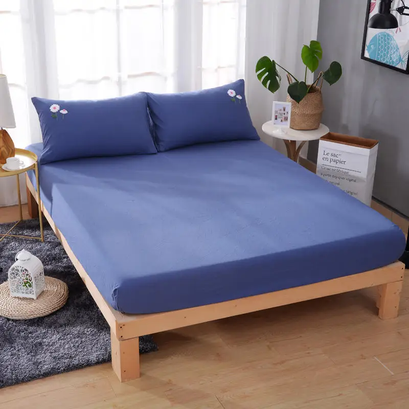 Pure Color Mattress Cover High 25cm Deep Cotton Fitted Sheet Bed Sheet Fitted Sheets Home Bedspread Apply Mattress