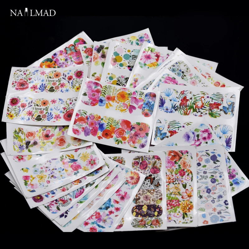 24 шт. водные переводки для ногтей с тропическим фламинго|nail water decals|water decalsnail art tattoo