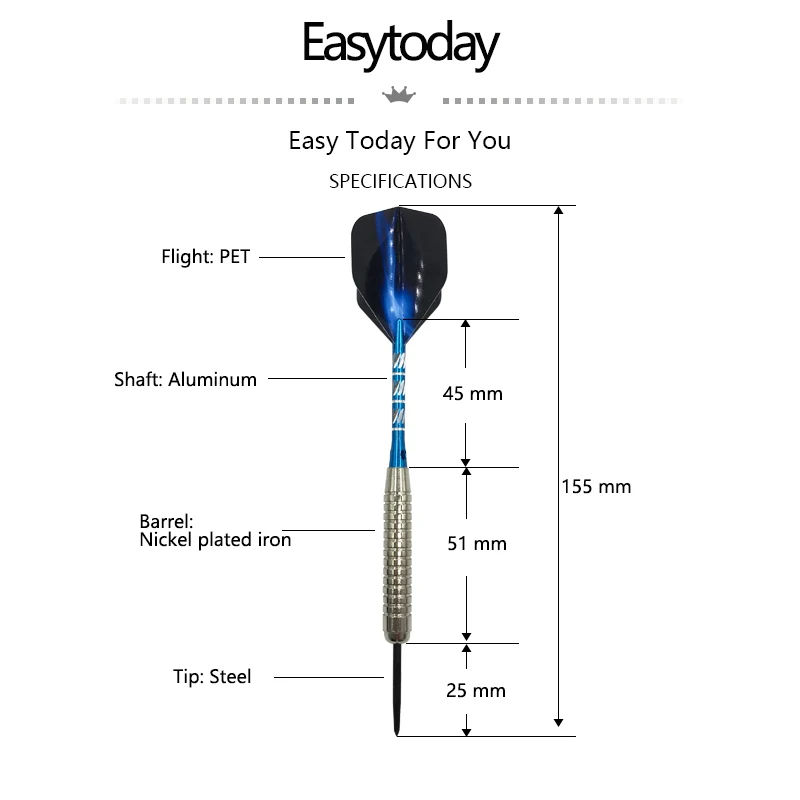 Easytoday 3 шт./компл. профессиональный стальной наконечник Дартс набор стандартный