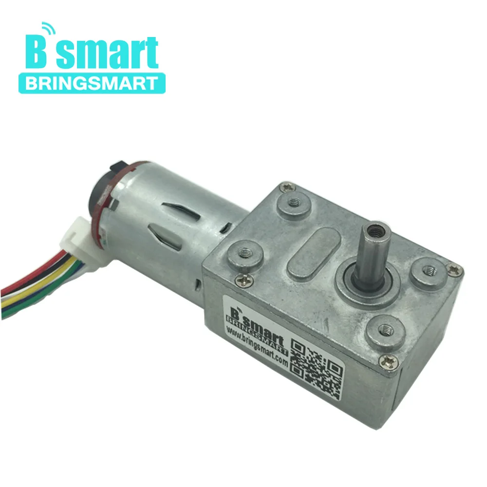 Bringsmart JGY-370B Worm Gear Motor DC High Torque 12V DC Motor Encoder Mini Reducer Gearbox with Hall Encoding Board for DIY цена Bringsmart JGY-370B Worm Gear Motor DC High Torque 12V DC Motor Encoder Mini Reducer Gearbox with Hall Encoding Board for DIY цены онлайн