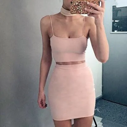 Женщины Платья Повязки 2017 Лето 2 Шт. Набор Растениеводство Топ мини-Платье Без