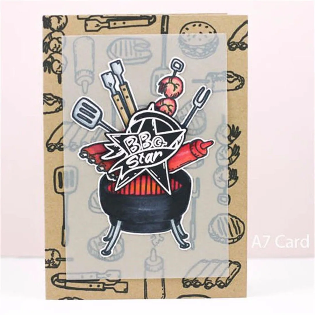 JX-LCLYL 90*130mm BBQ Metal Cutting Dies Stencil and Stamps DIY Scrapbooking Album Decoration