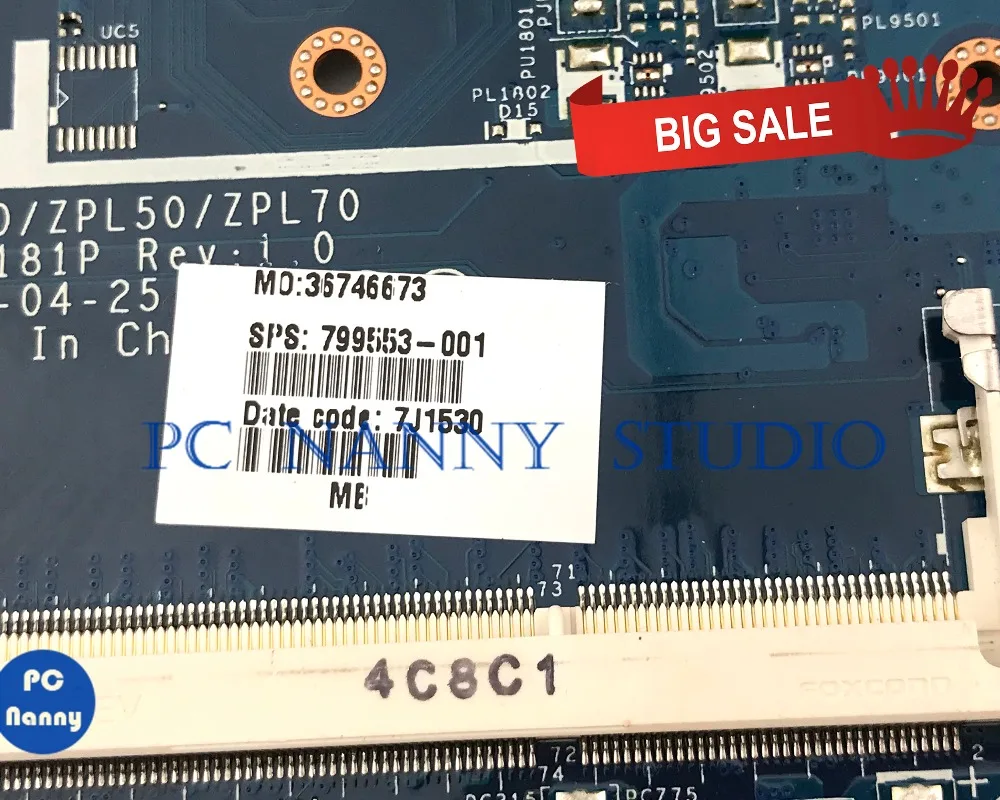 lower price  PCNANNY for HP ProBook 470 G2 450 G2 laptop motherboard LA-B181P 799553-001 I7-5500 tested