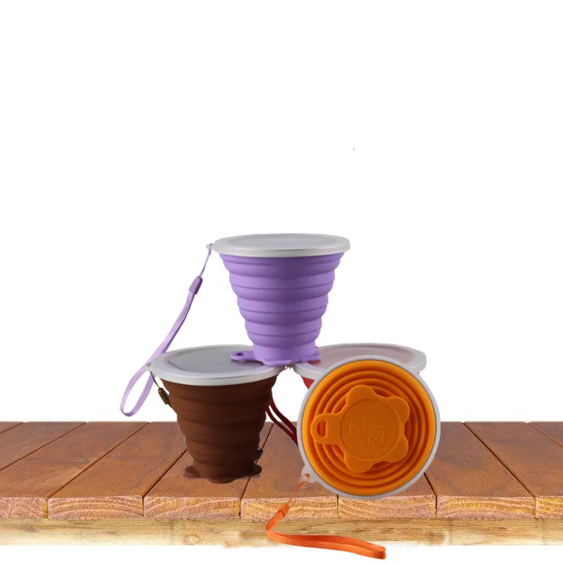 

Outdoor sports tourism silicone folding cups Color more fold glass coffee cup cup telescopic folding 260 ml water