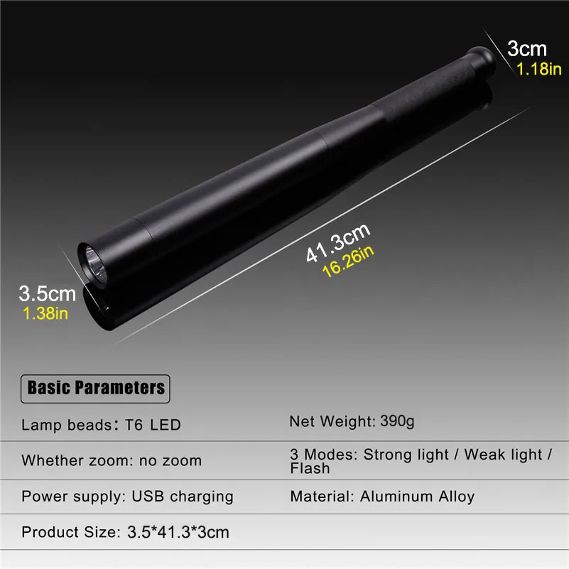 Baseball Bat LED Flashlight Outdoors Emergency Self Defense Flashlight Stick USB Charging Functional Anti Riot Safety Equipment Baseball Bat LED Flashlight Outdoors Emergency Self Defense Flashlight Stick USB Charging Functional Anti Riot Safety Equipment
