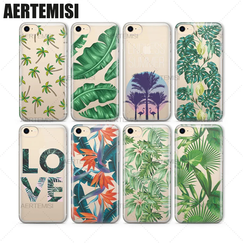 Aertemisi прозрачный мягкий чехол из ТПУ для iPhone 5 5s SE 6 6s 7 Plus тропическая Пальма Strelitzia