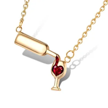 

Love Wine Women Pendant Necklace Woman Necklace and Pendant Cubic Zirconia Unique Design Jewelry